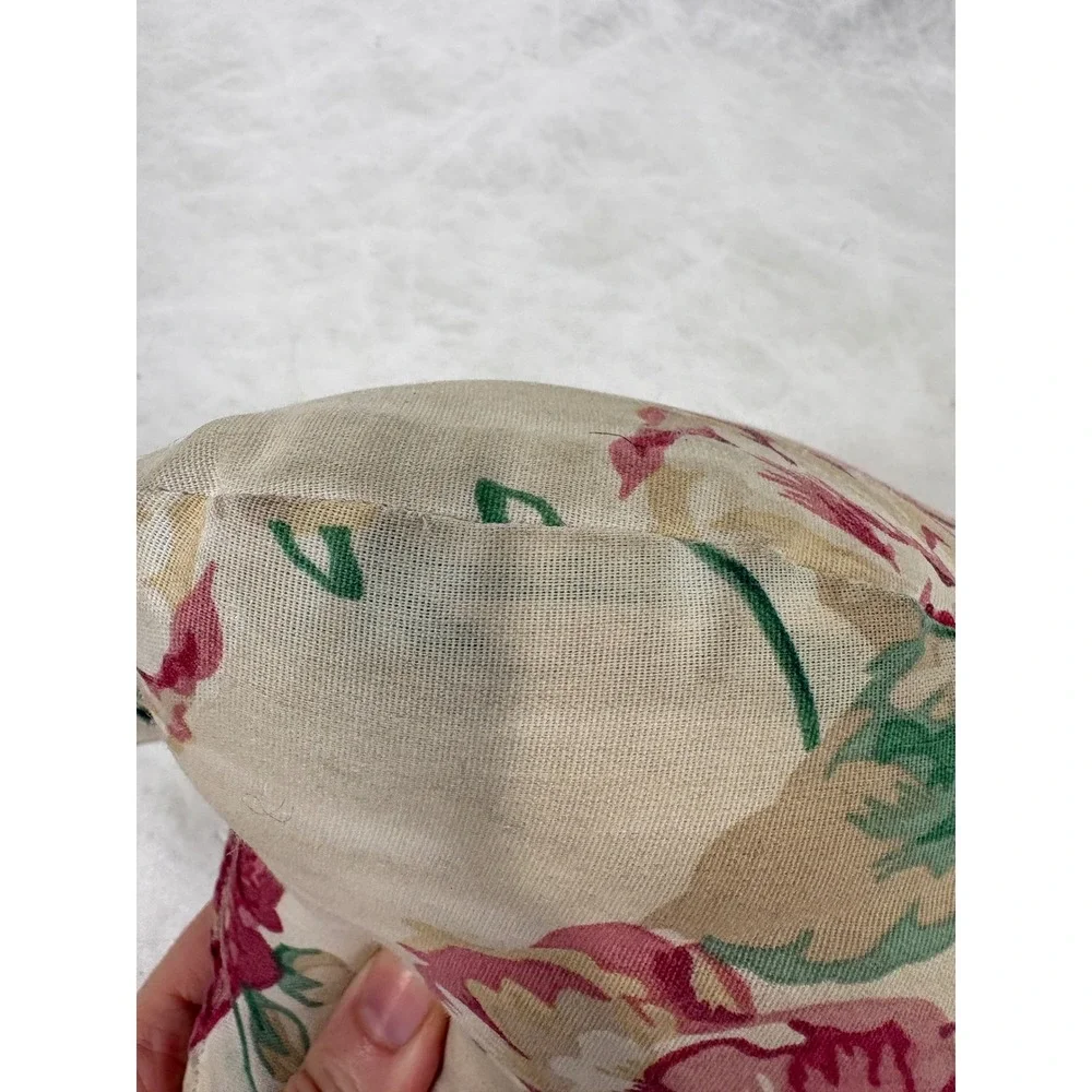 Vintage Dogbones Neckbone Pillow Floral Chintz Red Pink Peony Support Travel USA
